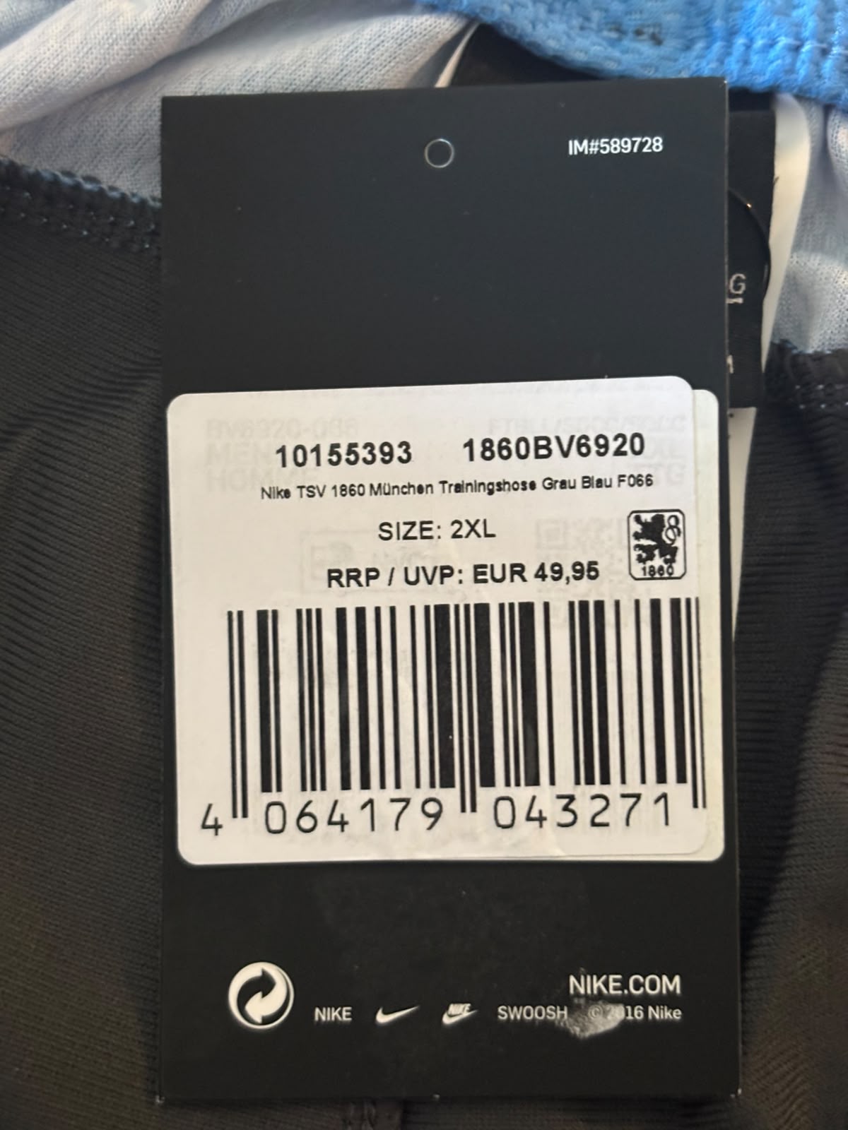 TSV 1860 München Trainingsbroek Grijs/Blauw (2XL) (10/10)